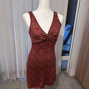 Cider Red Floral Twist Front Tank Dress